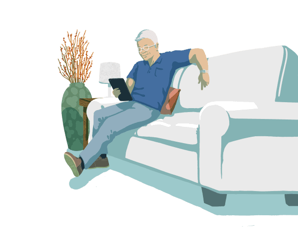 man relaxing on a couch